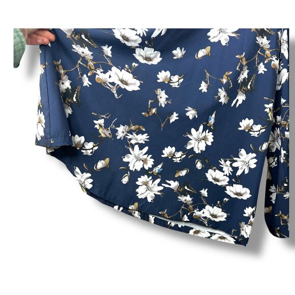 B My Story Blue Floral Hummingbird Ultra High Waist Wide Leg Parachute Pants - Picture 5 of 8